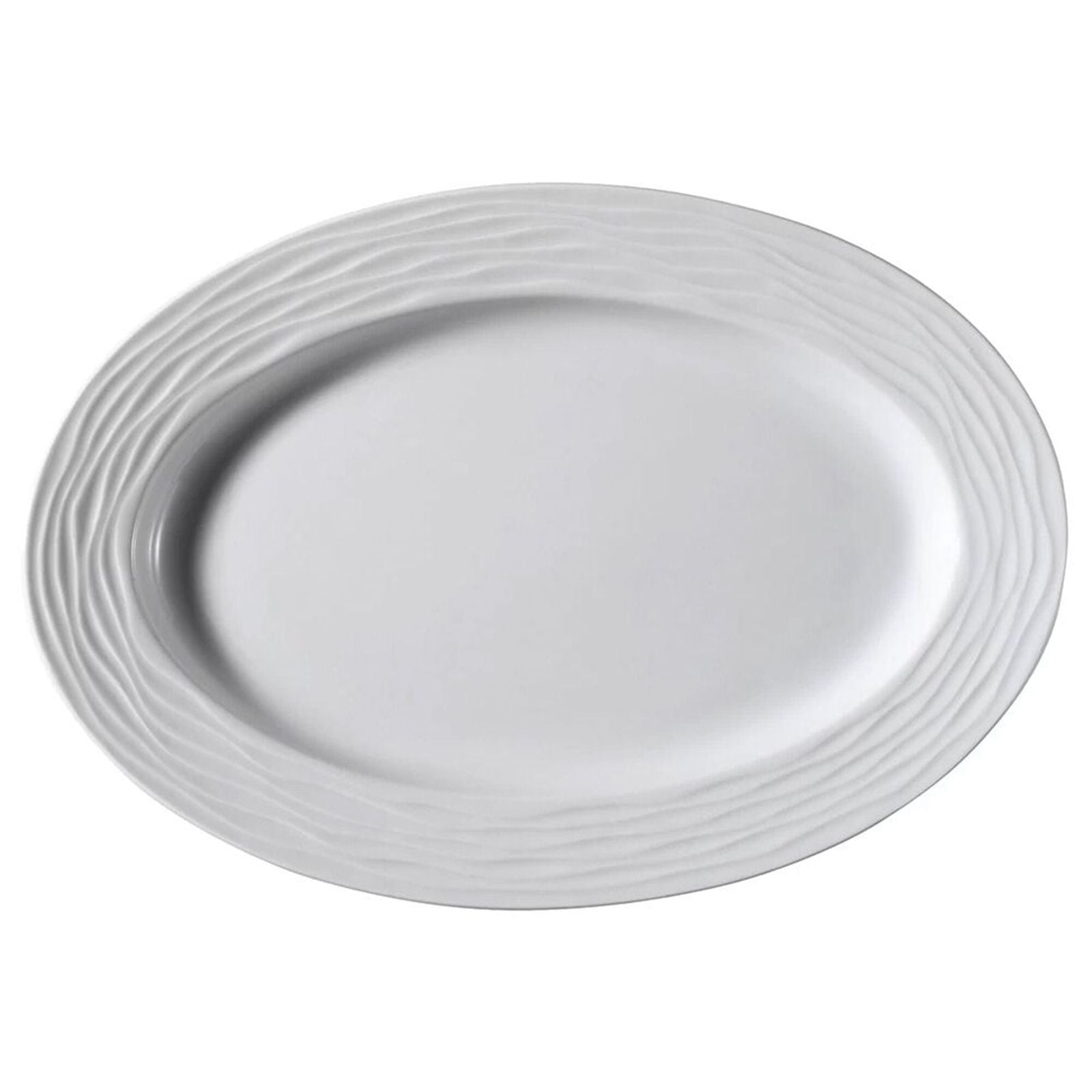 (6 bucăți) SEA WAVE - Farfurie/farfurie pentru kebab - ovală - Lungime: 350 mm - Alb