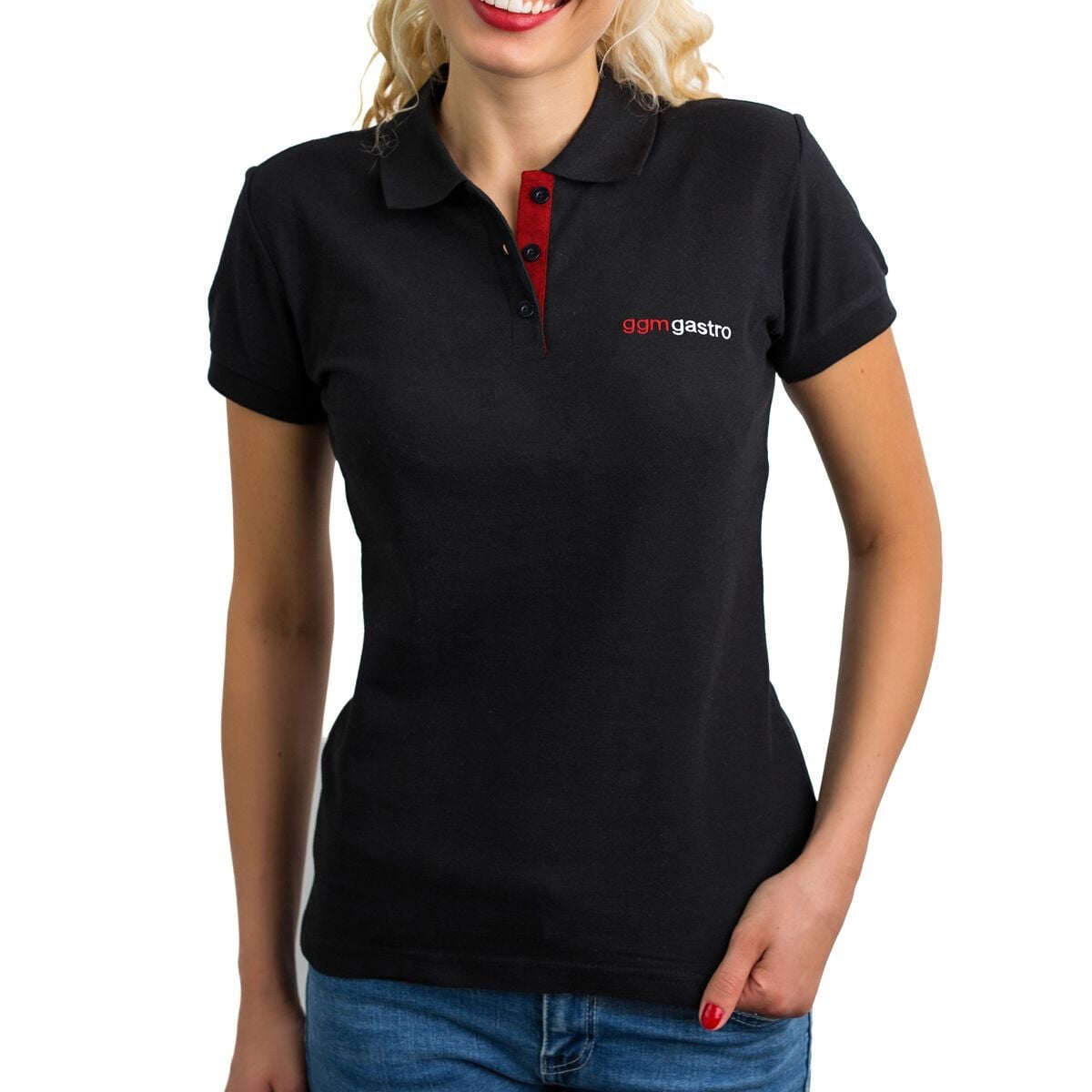 (5 bucăți) Tricou polo pentru femei – Negru – Mărime: XL
