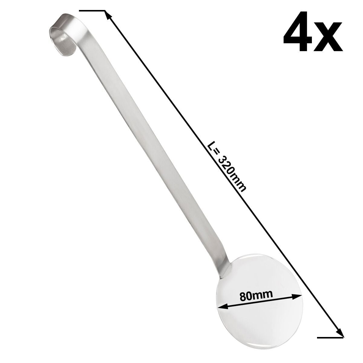 (4 buc) Lingură pentru orez - Ø 80 mm - Lungime: 320 mm - oțel inoxidabil