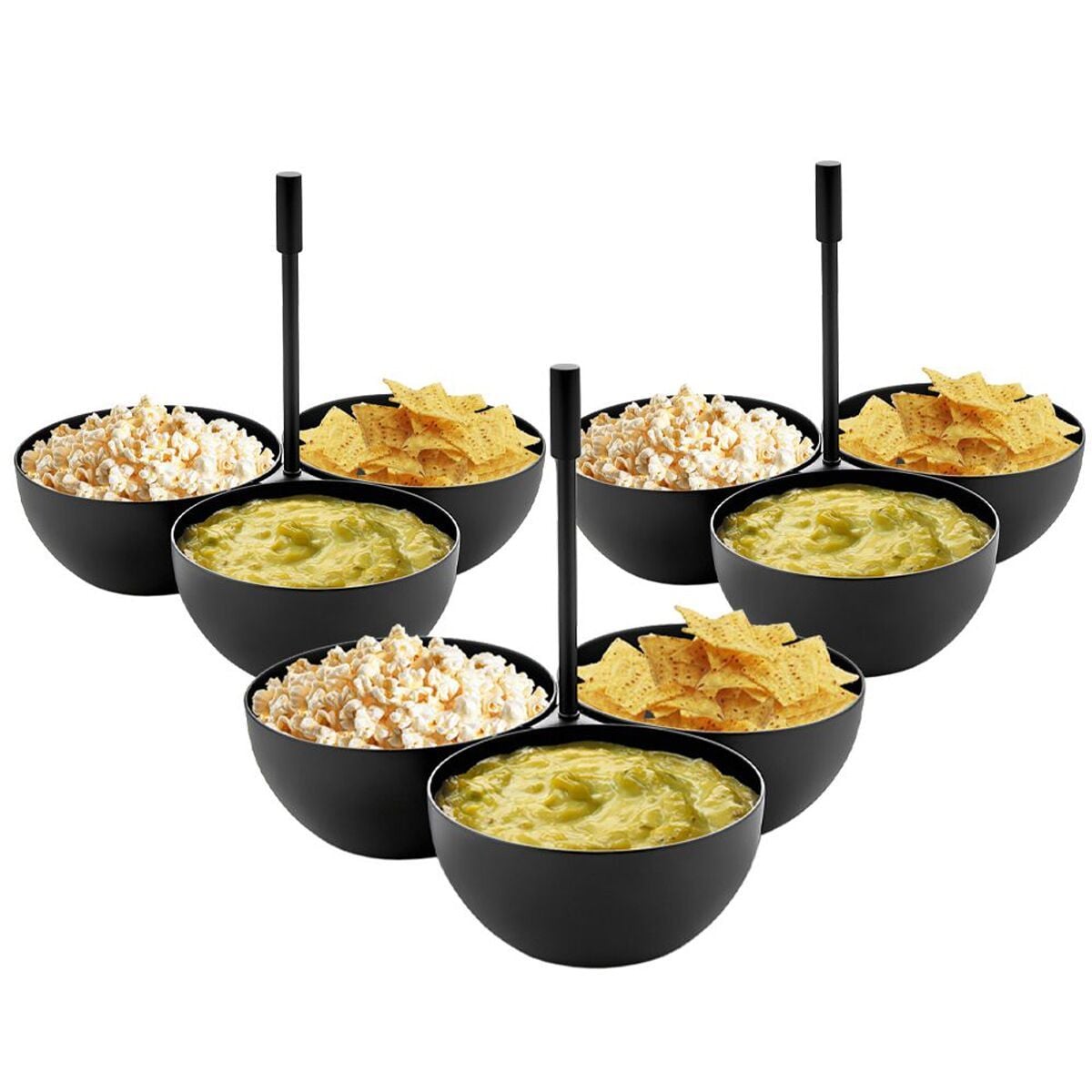 (3 buc) Bol - Oțel inoxidabil - rotund - Ø 85 mm - set 3x boluri triple - Negru