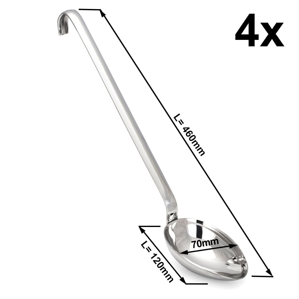 (4 buc) Polonic de servire - Lungime: 460 mm - oțel inoxidabil