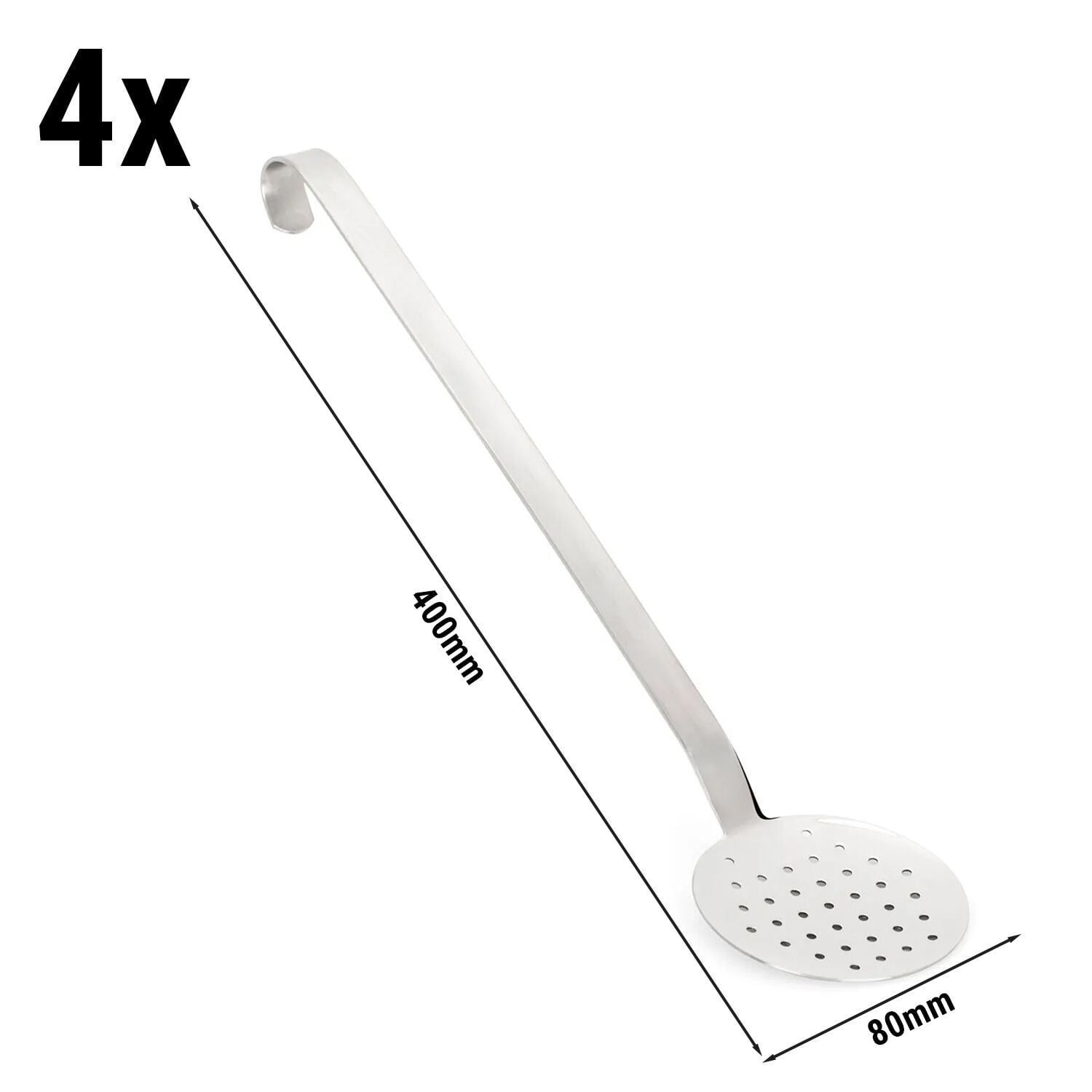 (4 buc) Spumieră - Ø 80 mm - Lungime mâner: 320 mm - oțel inoxidabil