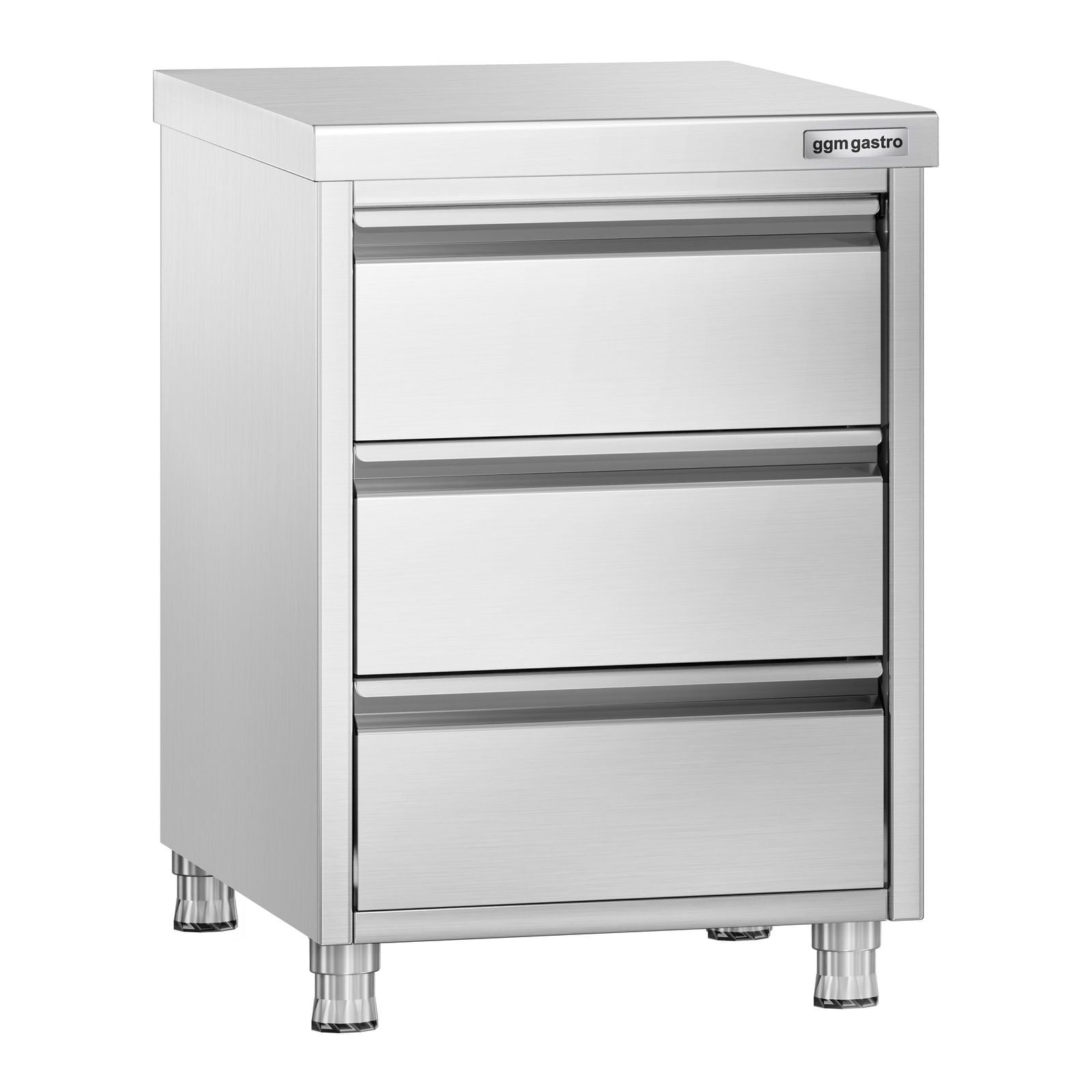 Masă tip dulap PREMIUM - oțel inoxidabil - cu 3 sertare - 500x700 mm