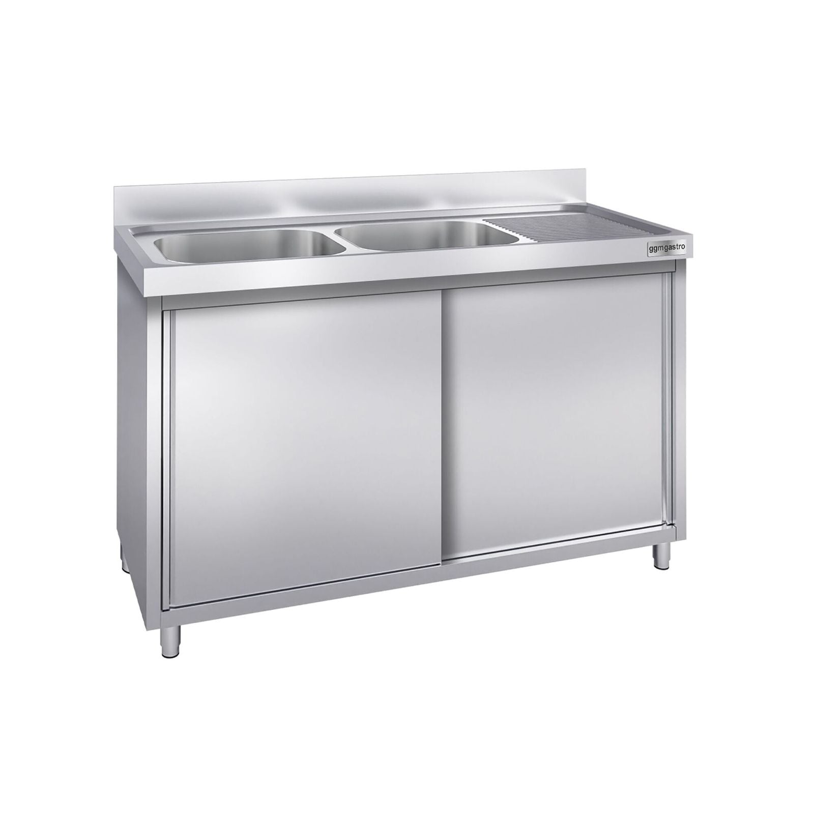 Chiuvetă tip dulap PREMIUM - din oțel inoxidabil - 1400x700 mm - cu 2 cuve pe stânga