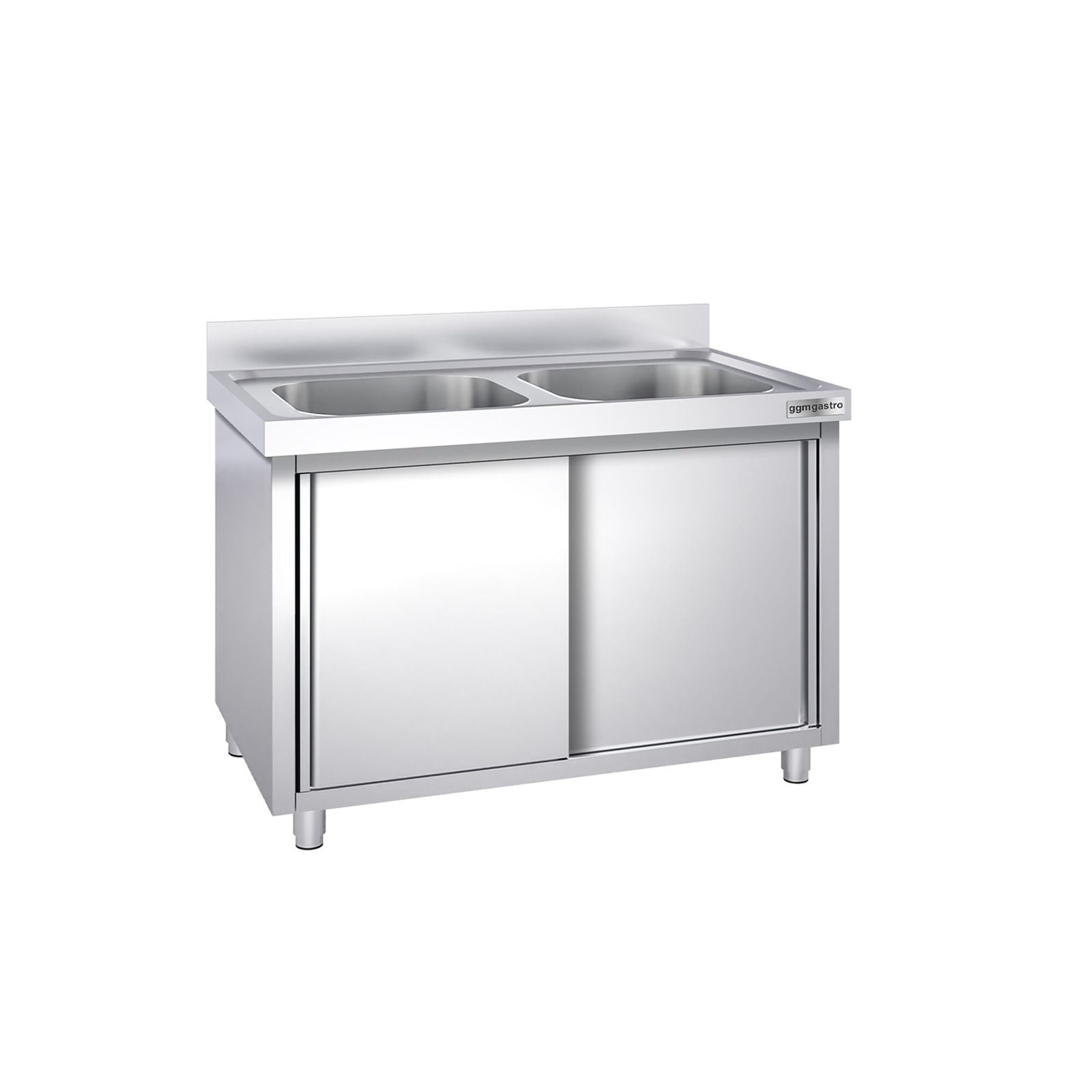 Chiuvetă tip dulap PREMIUM - din oțel inoxidabil - 1600x600 mm - cu 2 cuve centrale