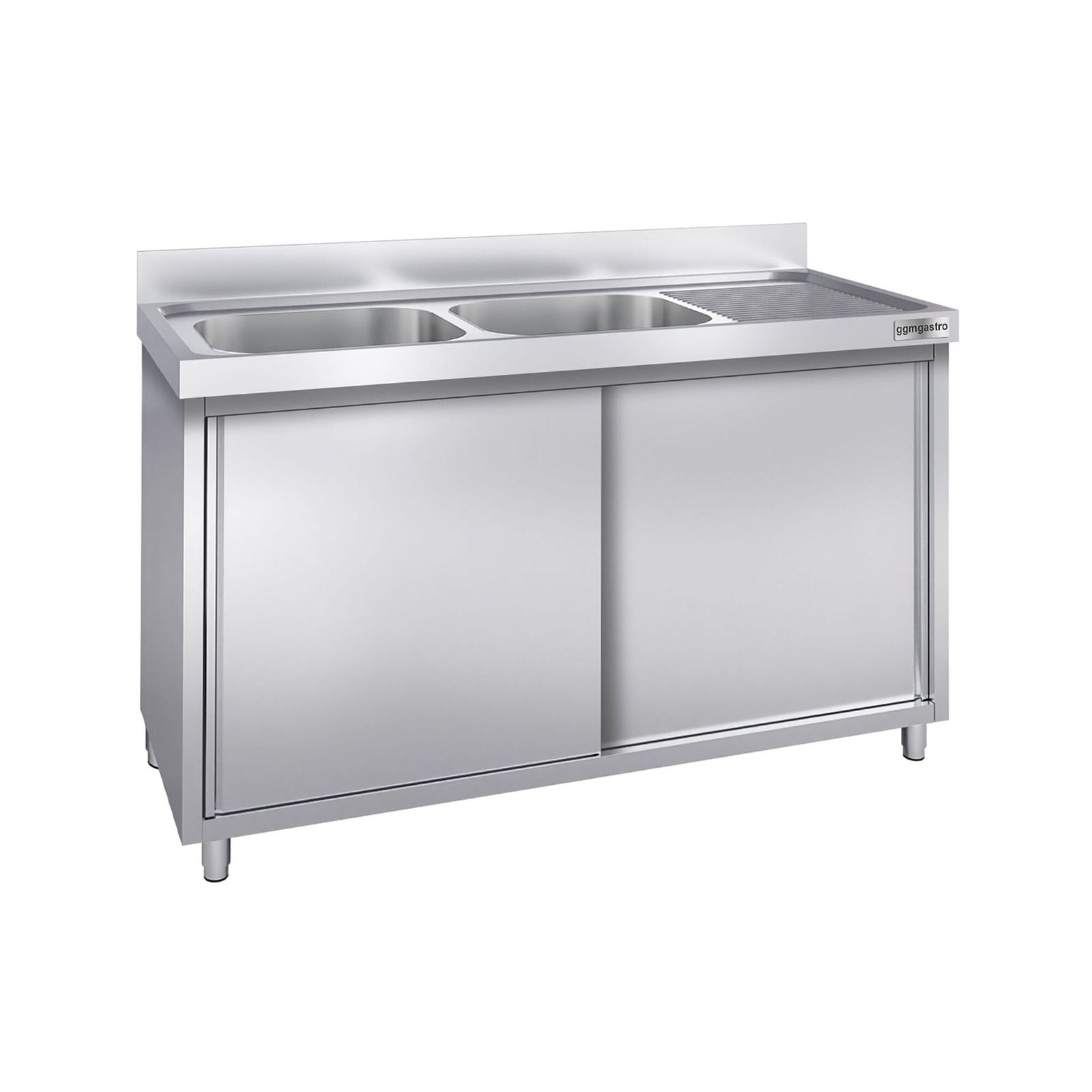 Chiuvetă tip dulap PREMIUM - din oțel inoxidabil - 1600x700 mm - cu 2 cuve pe stânga