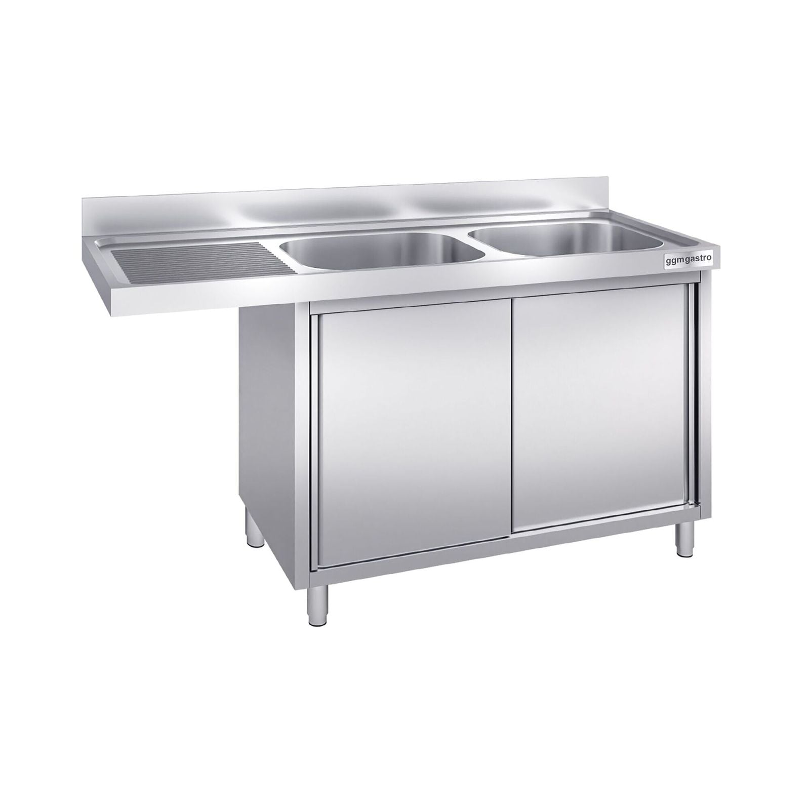 Chiuvetă tip dulap pentru mașină de spălat vase - 1800x600 mm - cu 2 cuve dreapta