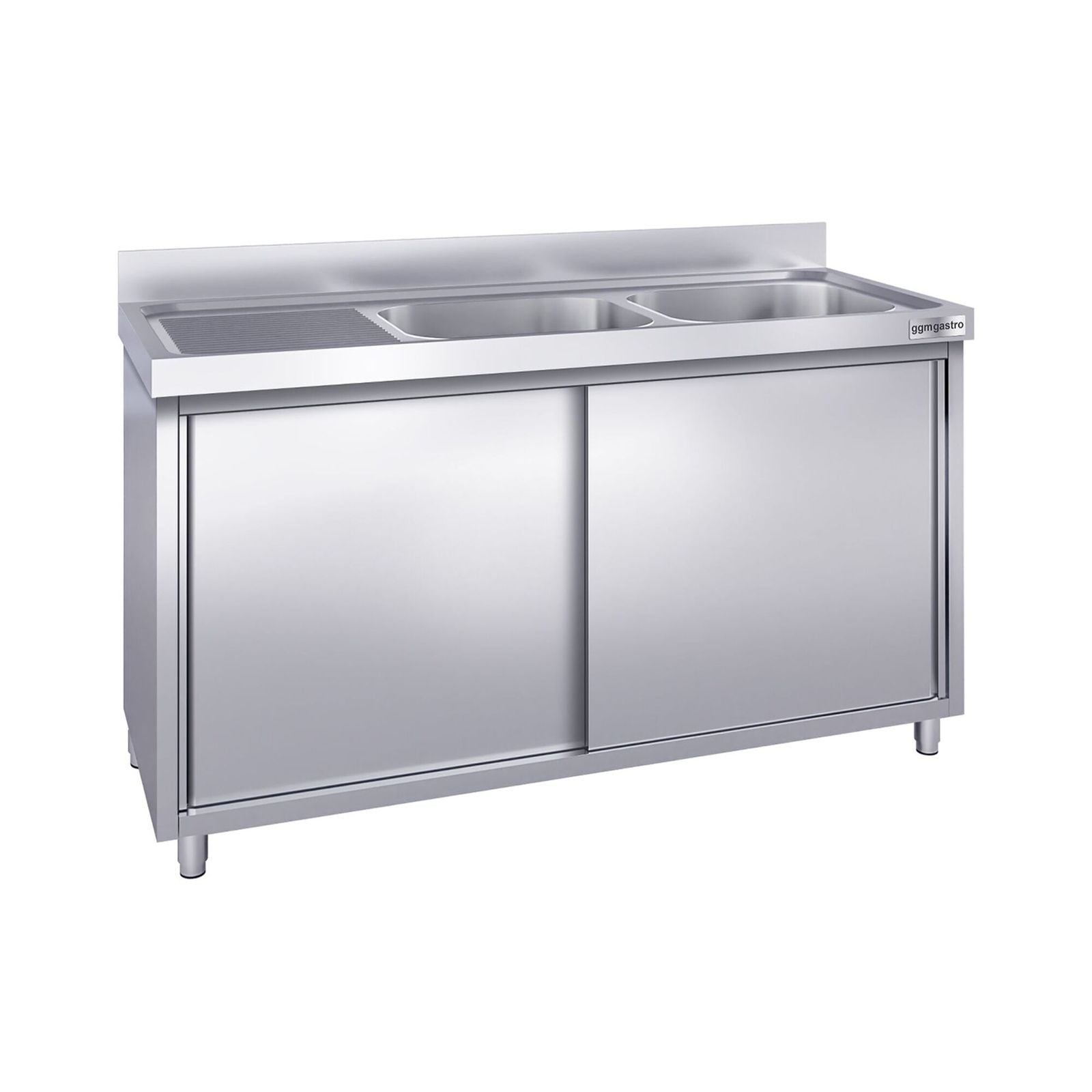Chiuvetă tip dulap PREMIUM - din oțel inoxidabil - 1800x700 mm - cu 2 cuve pe dreapta
