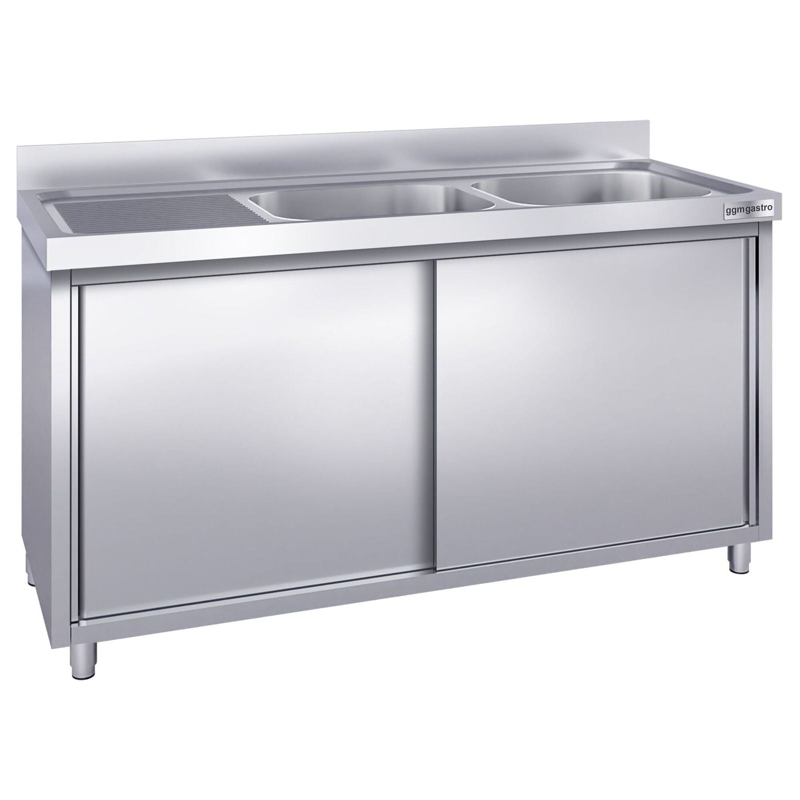 Chiuvetă tip dulap PREMIUM - din oțel inoxidabil - 2000x700 mm - cu 2 cuve pe dreapta