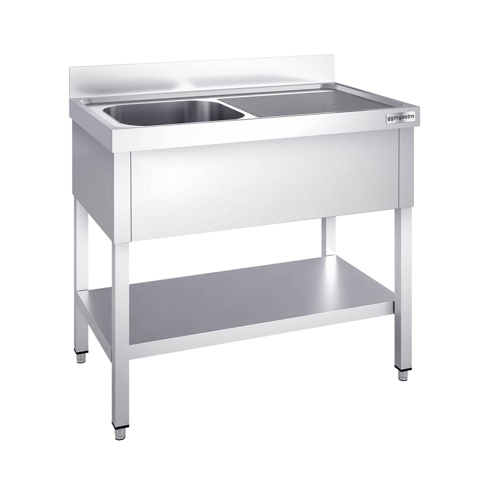 Chiuvetă profesională PREMIUM - 1000x600 mm - cu poliță inferioară - cu 1 cuvă - cuva pe stânga