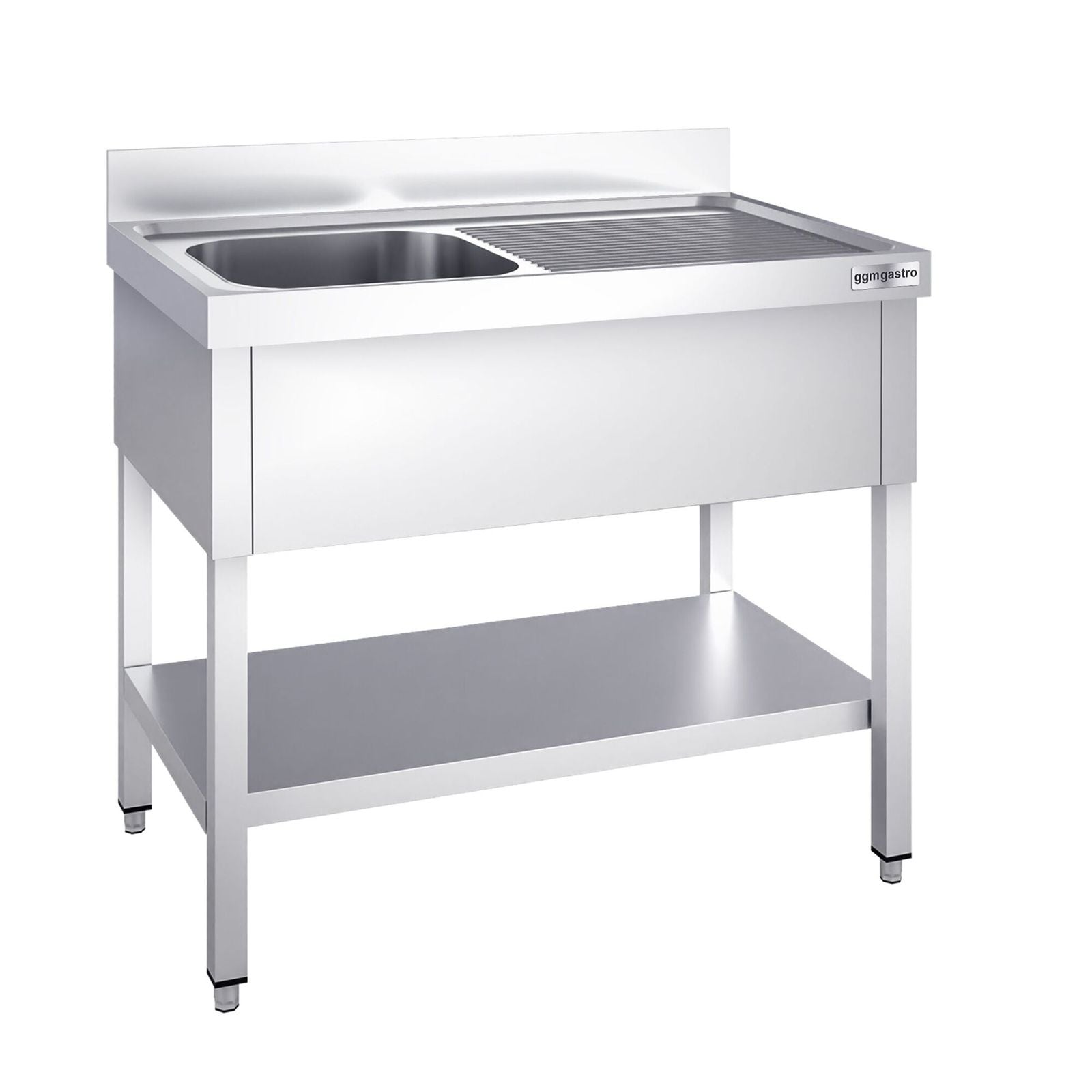 Chiuvetă profesională pentru oale PREMIUM - 1000x700 mm - cu poliță inferioară - cu 1 cuvă - cuva pe stânga