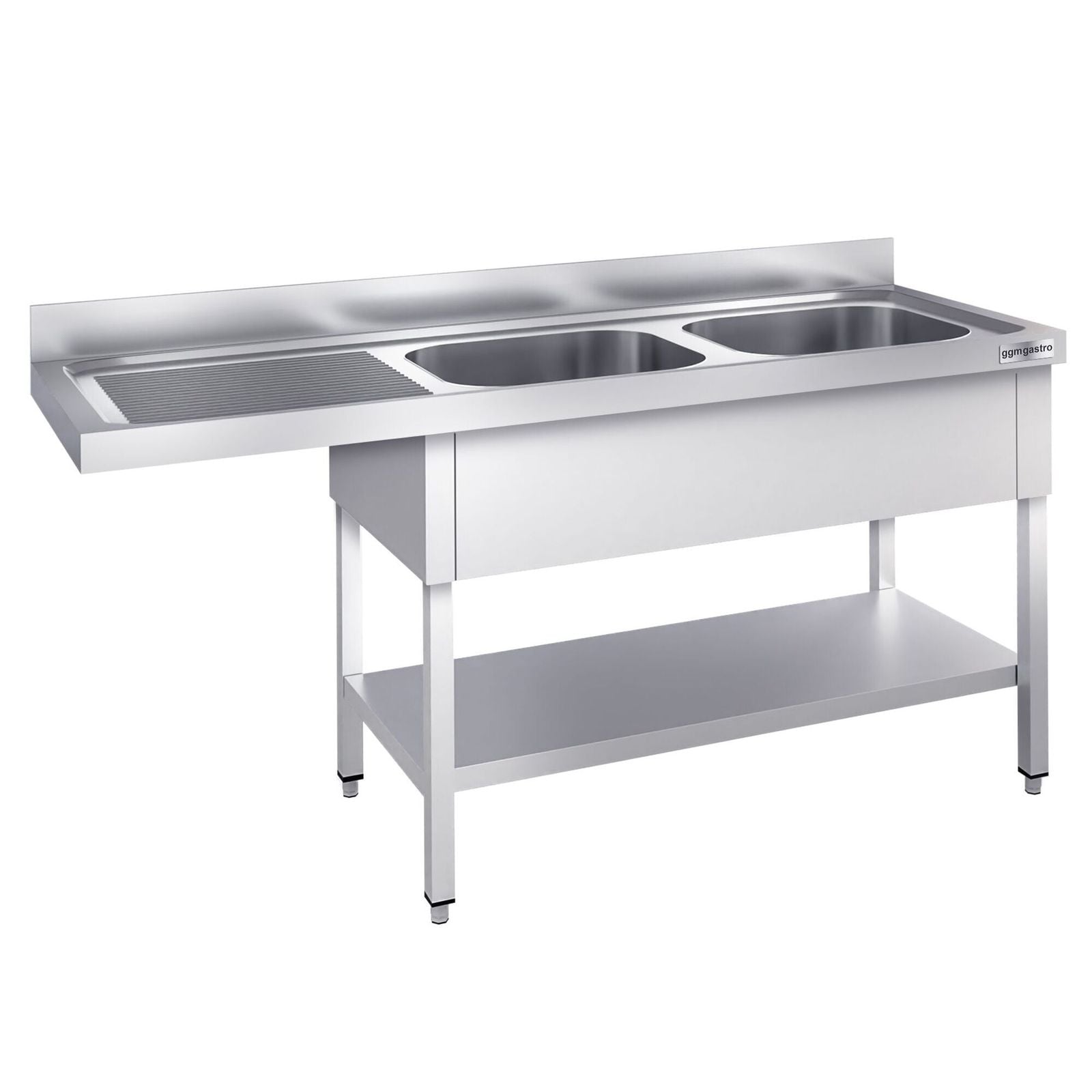 Chiuvetă pentru mașină de spălat vase PREMIUM - 2000x700 mm - cu 2 cuve dreapta