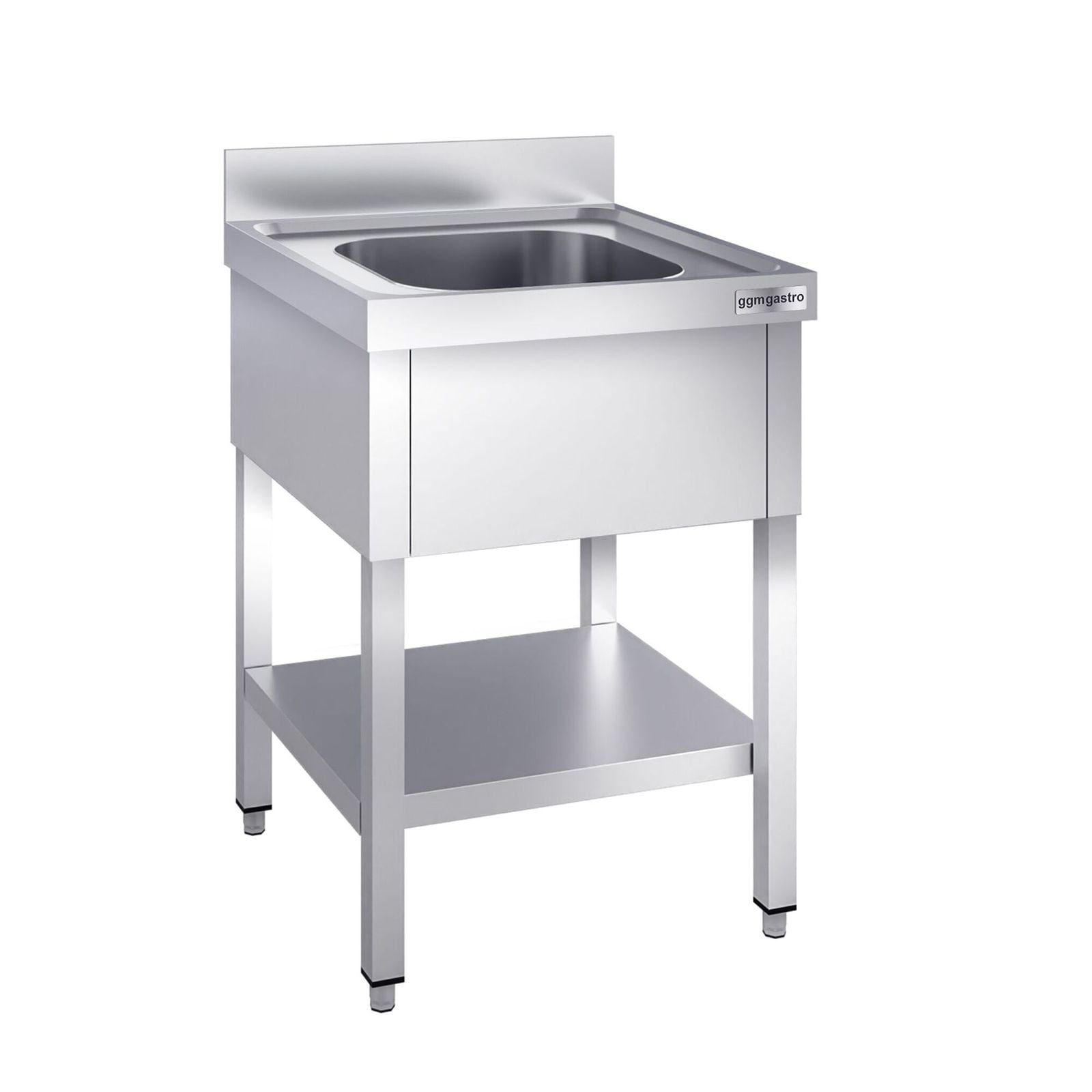 Chiuvetă profesională PREMIUM - 600x700 mm - cu poliță inferioară - cu 1 cuvă - cuva centrală