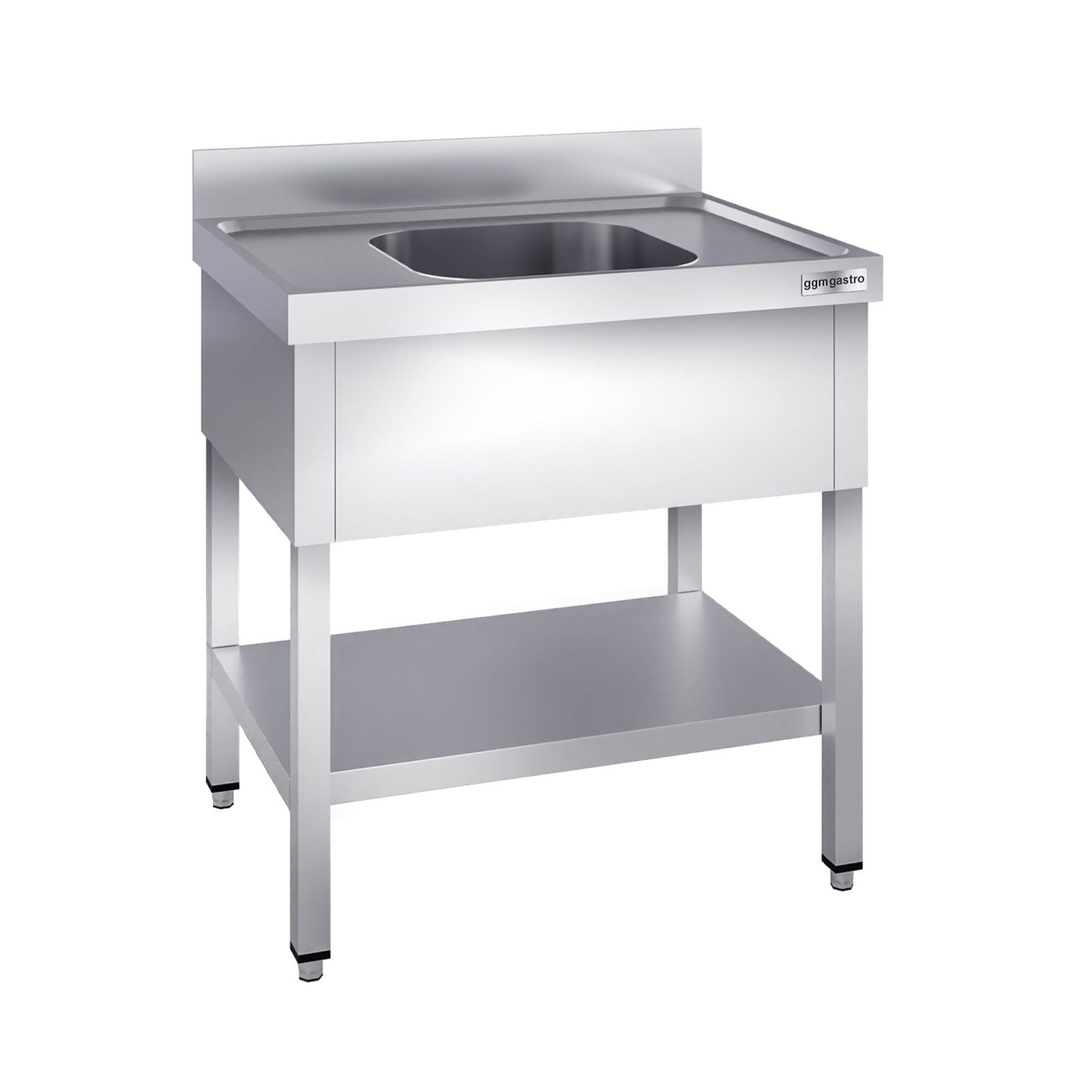 Chiuvetă profesională PREMIUM - 800x600 mm - cu poliță inferioară - cu 1 cuvă - cuva centrală