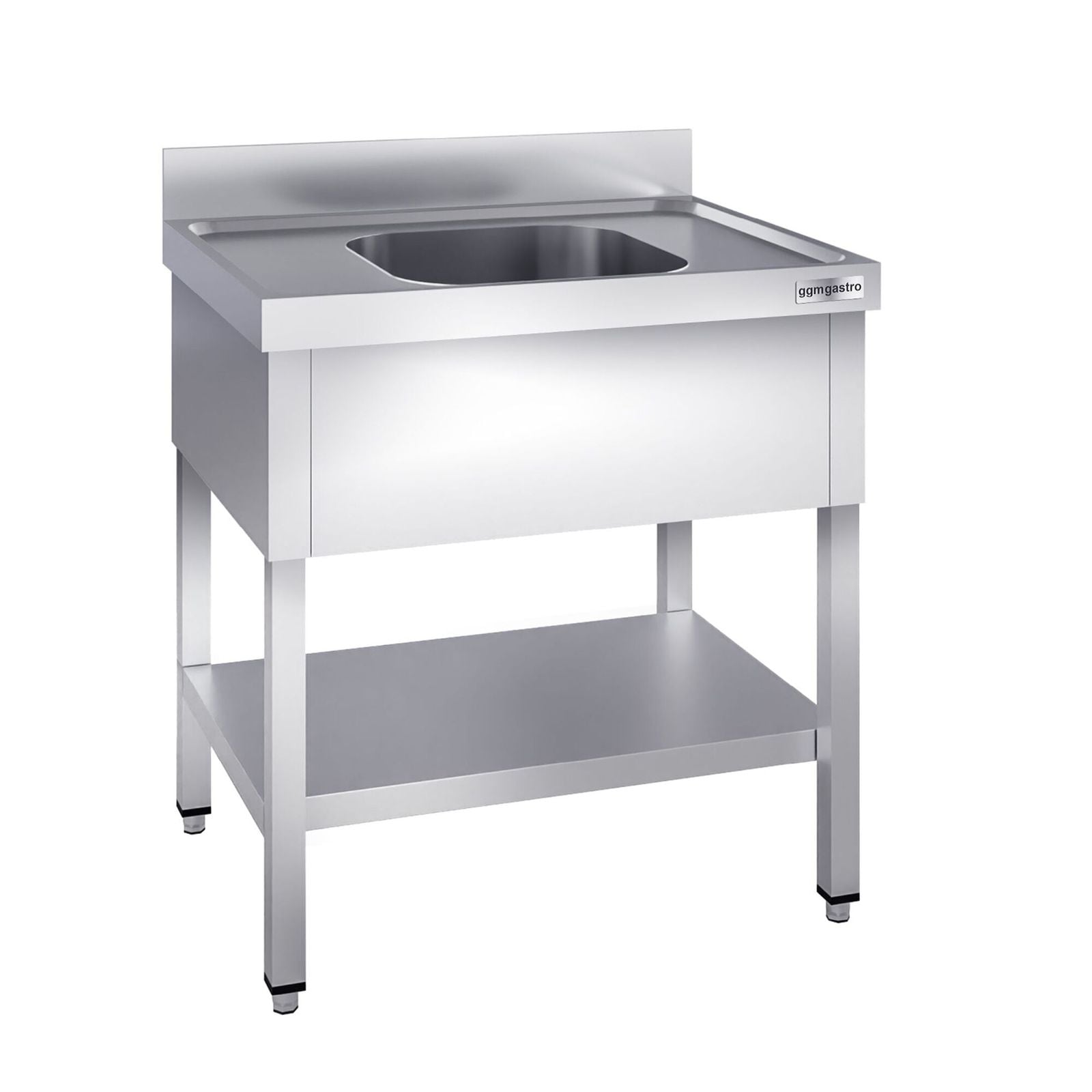Chiuvetă profesională pentru oale PREMIUM - 800x700 mm - cu poliță inferioară - cu 1 cuvă - cuva centrală