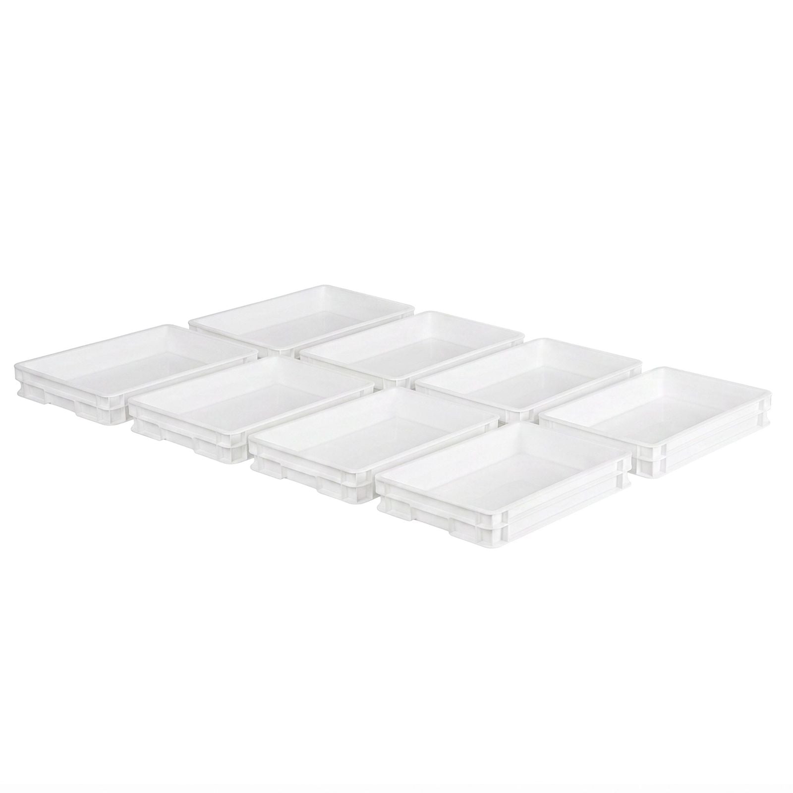 (8 tlg) Cutie aluat pizza -set - EN 600x400 mm - Înălțime: 70 mm - polipropilenă - alb - 8 recipiente & 0 capace