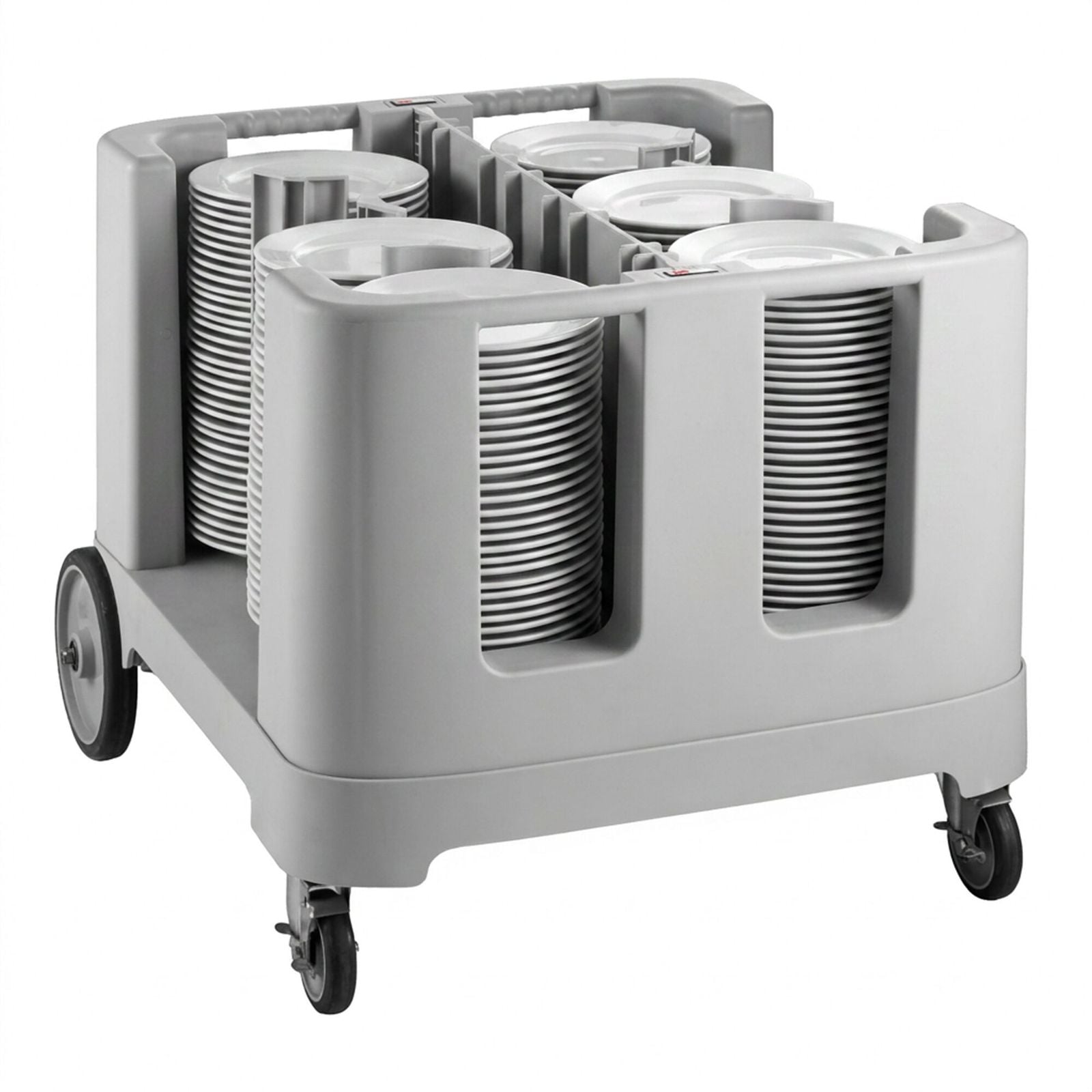 Cărucior distribuitor de farfurii - neutru - 963x908x763 mm - cu roți - 405 farfurii - polietilenă - Ø 114-330 mm