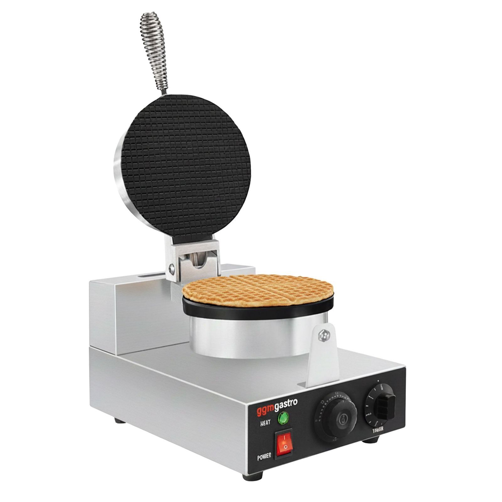 Aparat Gofre / Vafe Profesional - Simplu - Manual - 1,3 kW - Formă: conuri de înghețată - Ø 190 mm - Tavă aparat vafe teflonată