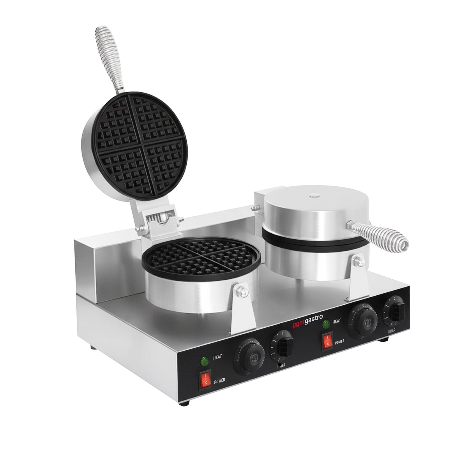 Aparat Gofre / Vafe Profesional - Dublu - Manual - 2,6 kW - Formă: rotund - Ø 180 mm - Tavă aparat vafe teflonată