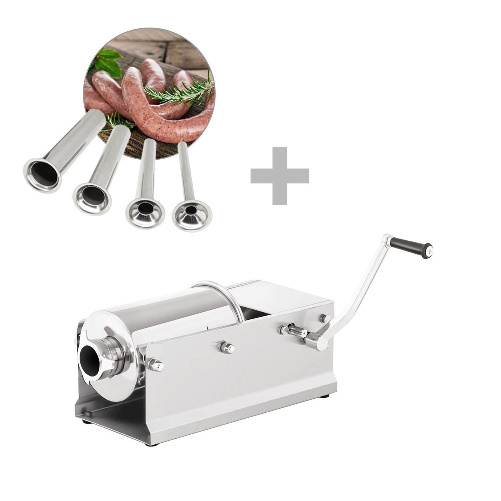 Mașină manuală de umplut cârnați – 3 litri – oțel inoxidabil – incl. 4 duze
