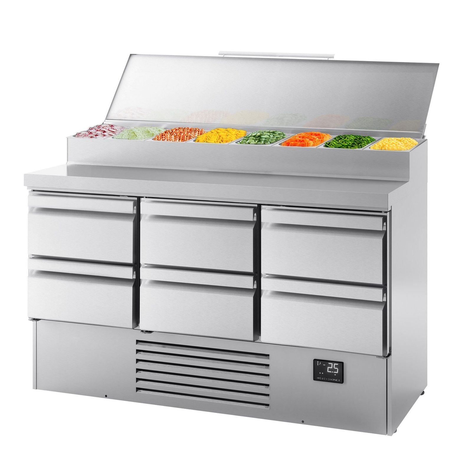 Saladetă - 1460x700 mm - 6 sertare - pentru 8x GN 1/4 recipiente