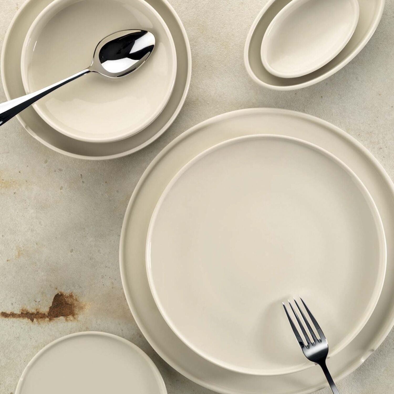 (6 bucăți) CHEF TASTE OF - Platou/farfurie - oval - Lungime: 320 mm - Culoare crem
