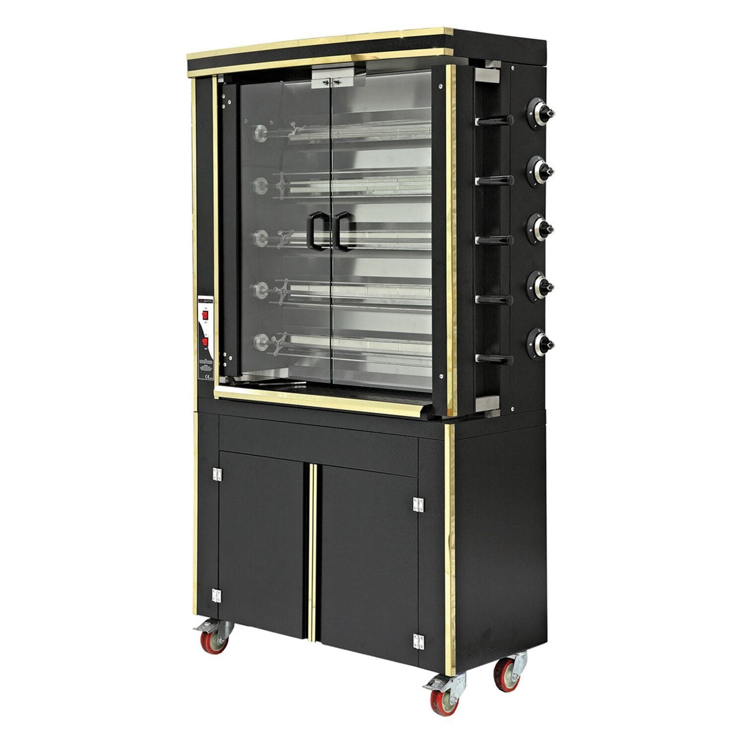 Rotisor pui electric - 16,5 kW - cu 5 frigărui - pentru până la 30 pui - negru