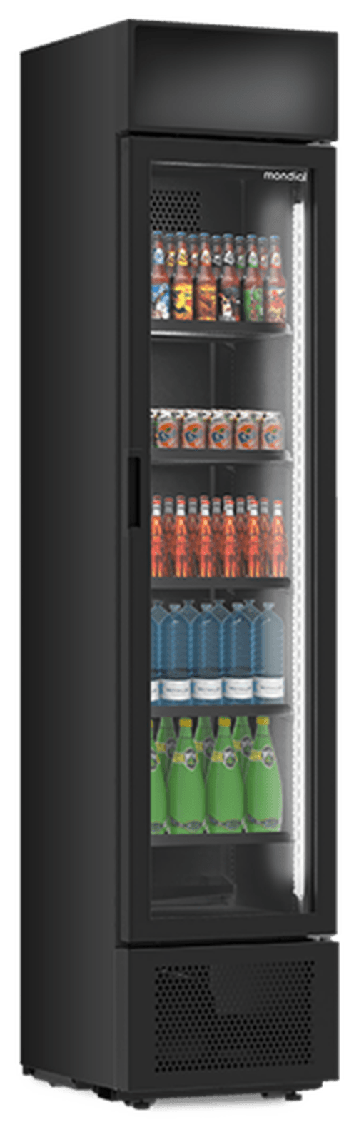Vitrină frigorifică verticală pentru băuturi și răcoritoare Mondial Framec seria SLIM P BLACK (+2°C +8°C), Italia