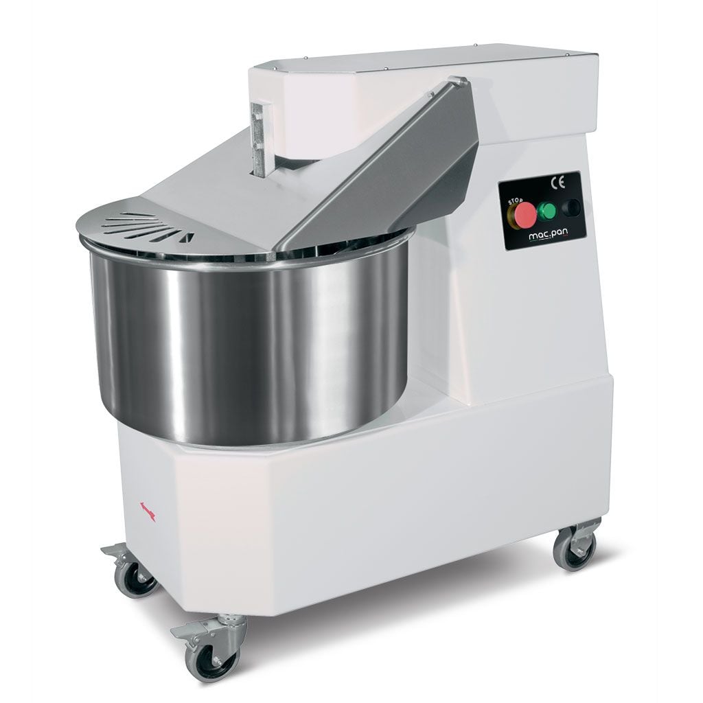 Malaxor profesional aluat cu spirală și cuvă fixă Macpan seria MX & MSP (5 - 300 kg) | 0.37 kW până la 10.3 kW, 400V