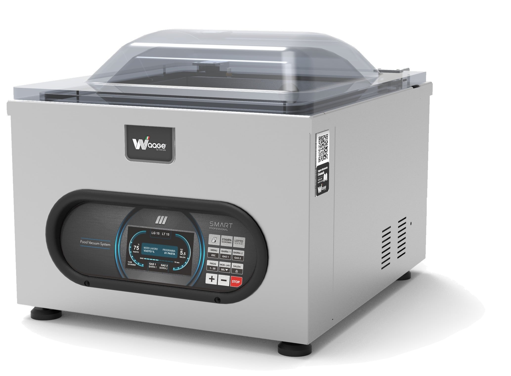 Mașină profesională de ambalat în vid de banc Waage Smart Professional (Senzorial Color 5 inch & Soft-Air) 410 (bară 410 mm), Italia