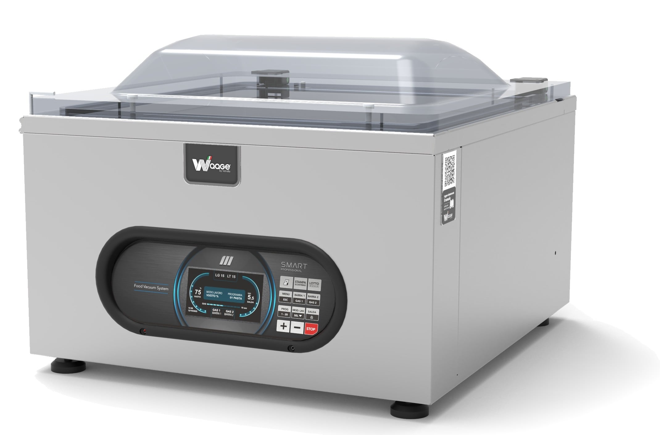 Mașină profesională de ambalat în vid de banc cu 2 bare paralele Waage Smart Professional (Senzorial Color 5 inch & Soft-Air) 2/50, Italia