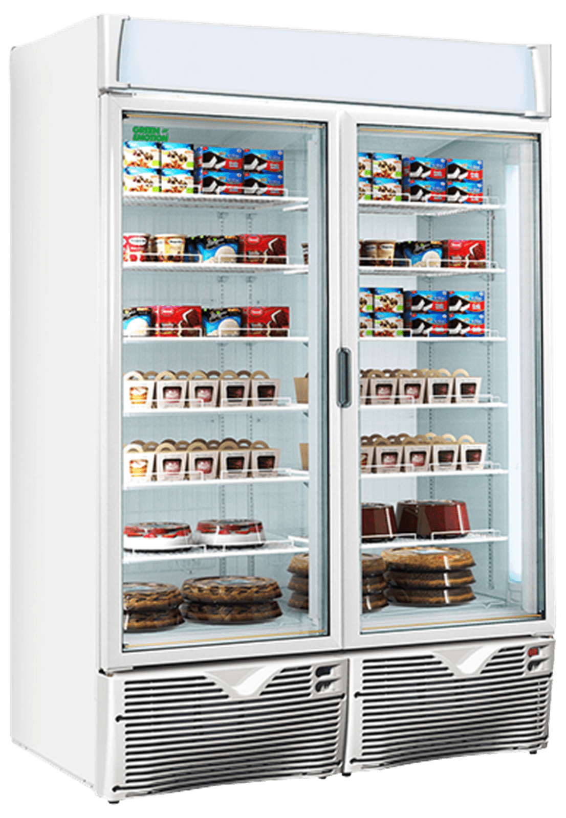 Vitrină frigorifică verticală pentru patiserie și înghețată Mondial Framec seria EXPO GREEN EMOTION, Italia