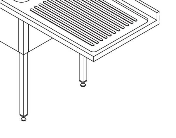 Dishwasher Table - 200 x 70cm - Left - with 2 Sinks and Backsplash - incl Storage Shelf — 2