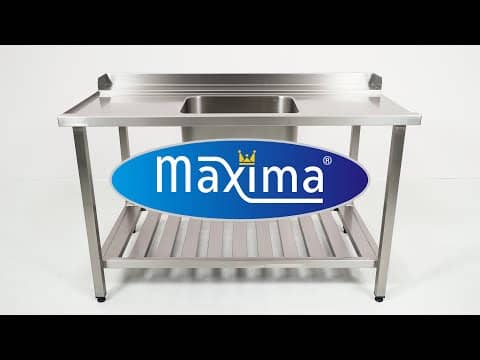 Dishwasher Table - 120 x 75cm - Left - with Sink and Backsplash - incl Storage Shelf — 5