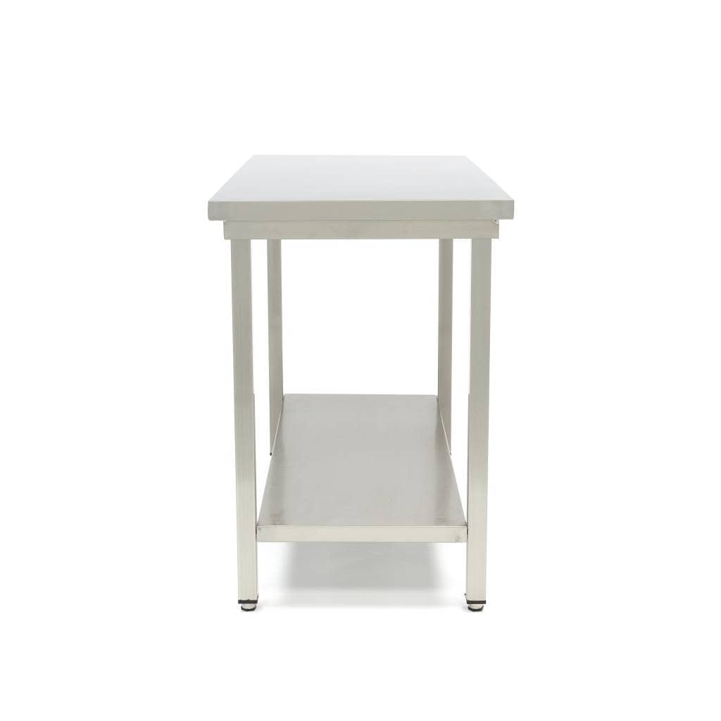 Stainless Steel Table - 160 x 60cm - Adjustable Height - with Storage Shelf — 3