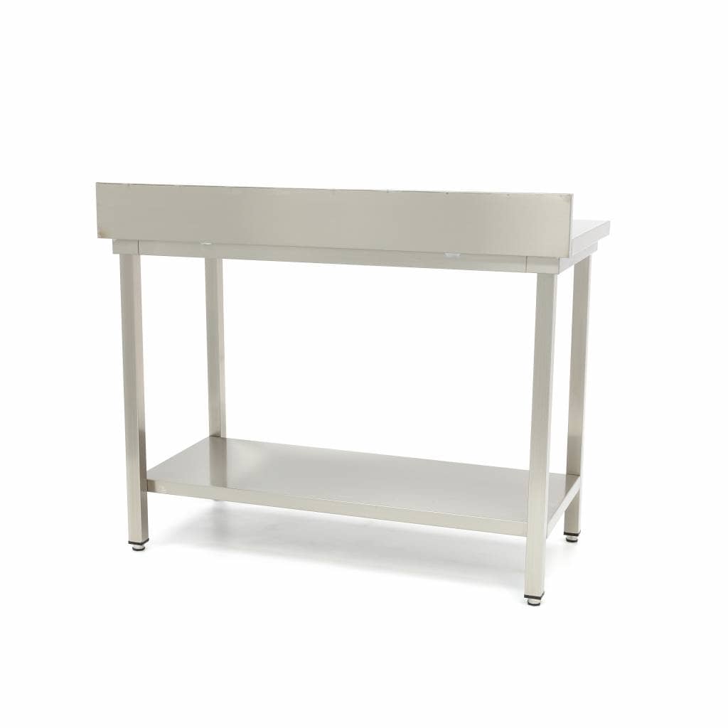 Stainless Steel Table - 200 x 70cm - Adjustable Height - with Backsplash — 4