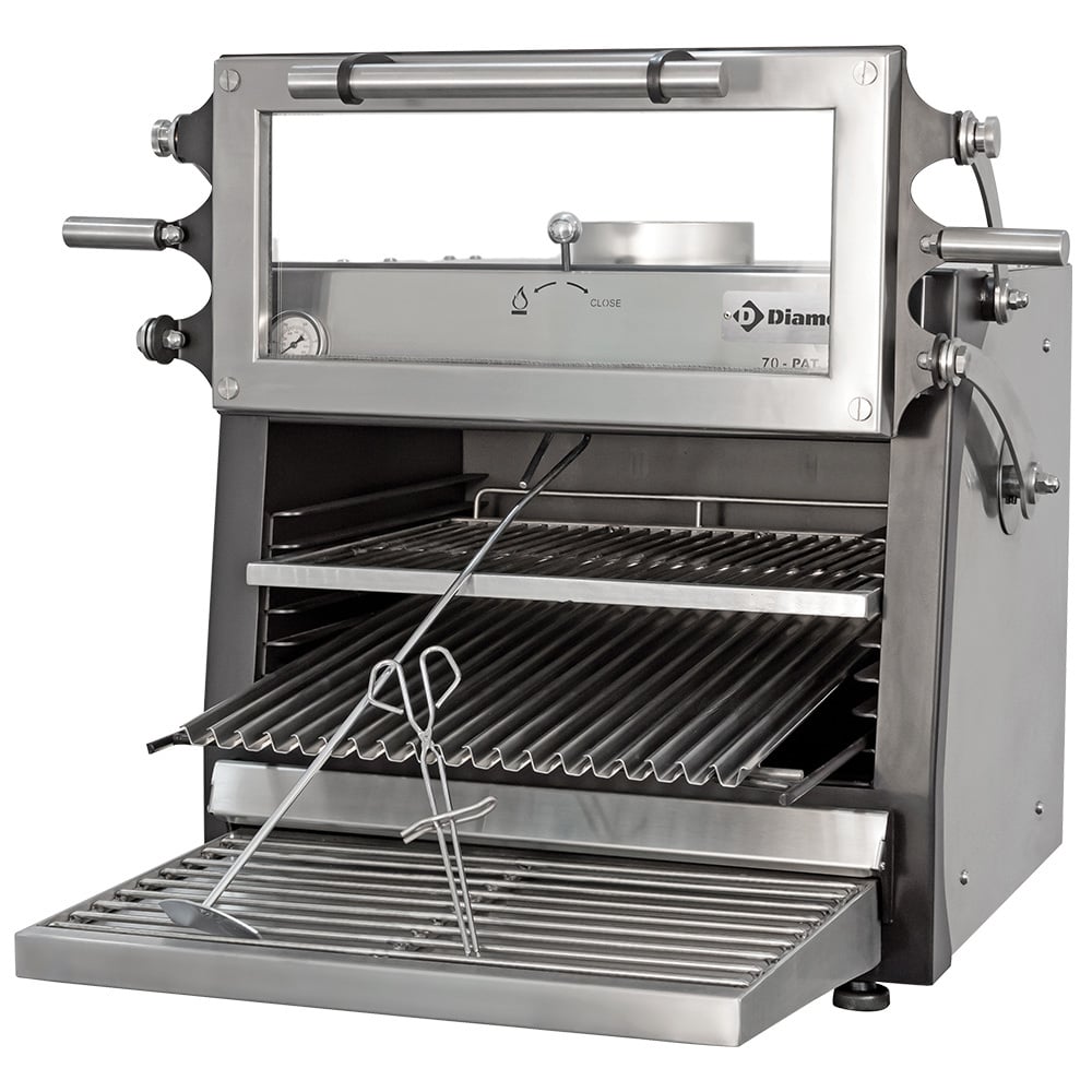 Charcoal oven-BBQ, GN 1/1 (60 Kg/h)- Liftable door/Stainless steel – A doua alegere