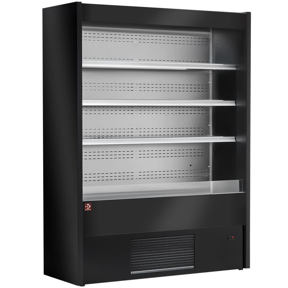 Ventilated refrigerated wall element - BLACK+Night curtain+Frame on 6 wheels