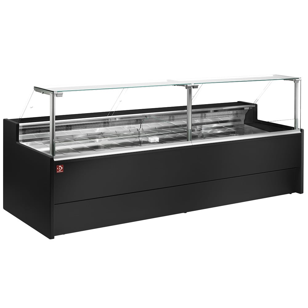 Ventilated refrigerated counter display with straight glass panel 90° with storeroom - BLACK – A doua alegere (3)
