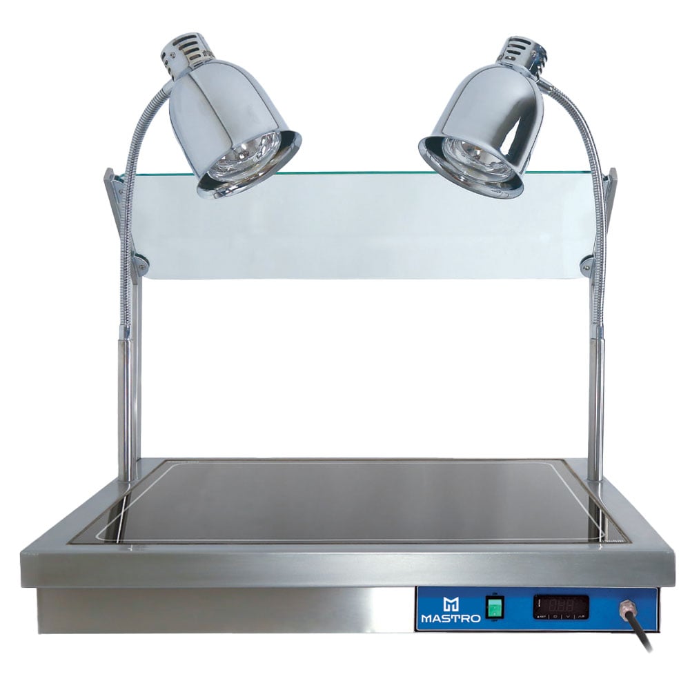 Carvery station with sneeze guard, 2x GN 1/1 with 2 halogen lamps