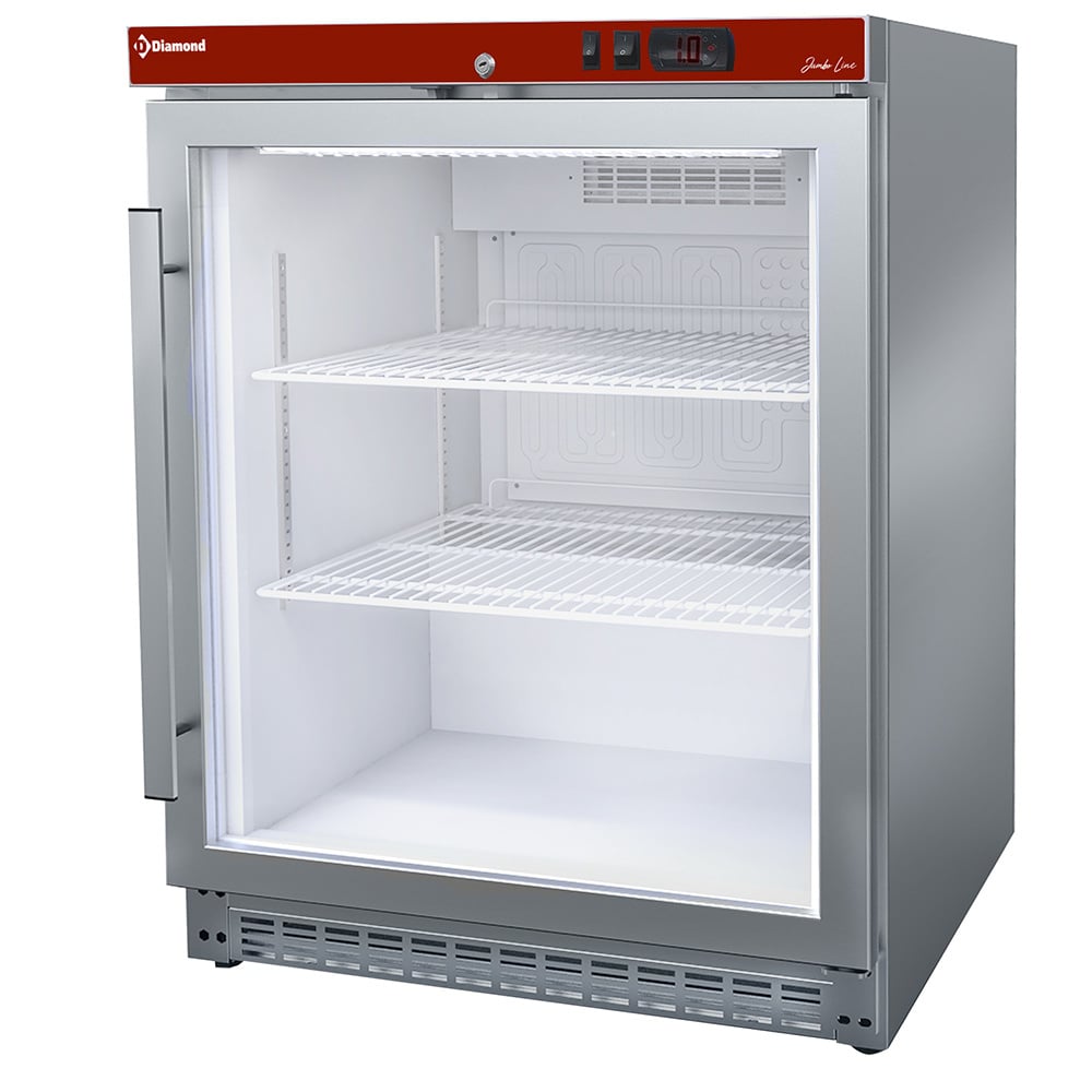 Ventilated refrigerator, glass door, 150 liters. stainless steel – Lichidare stoc (1)