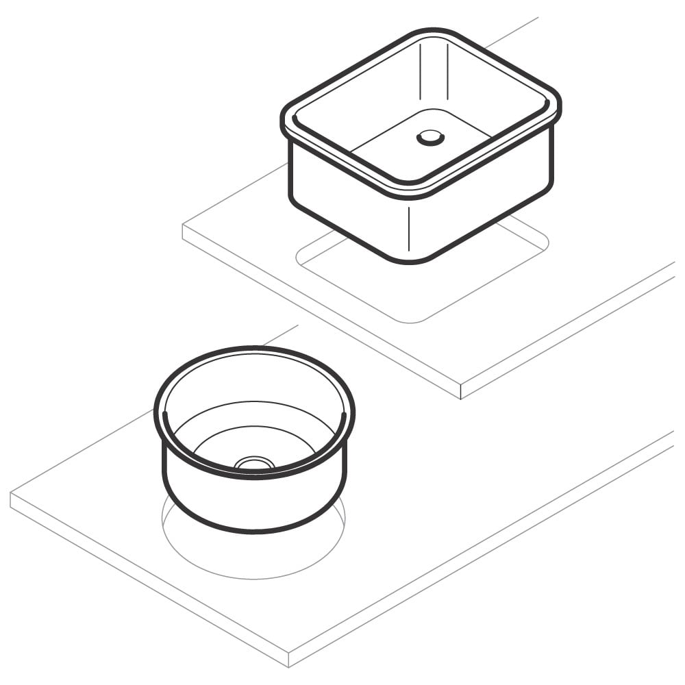Drop-in sink, 340x340 mm