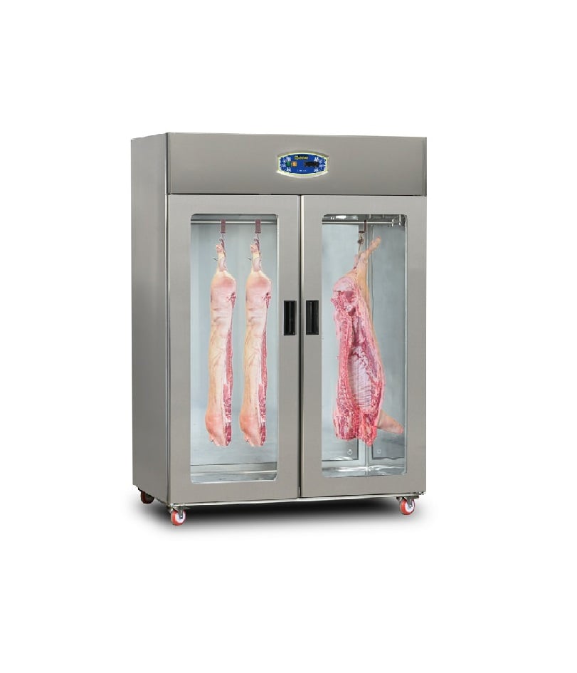 Dulap frigorific profesional vertical din inox, 2 uși de sticlă, răcire statică Pimak 22DBS2C-GN.35 | 1342, 725 kW, 230V, Dim: 139x82x210 cm