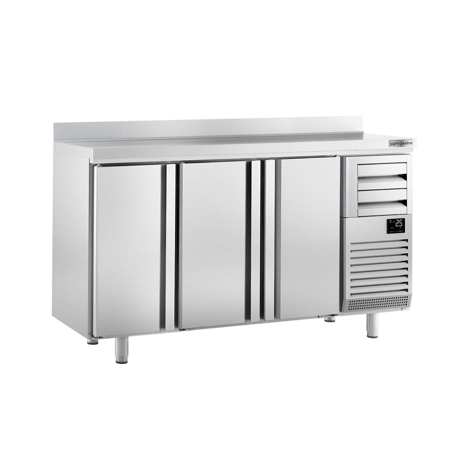 Frigider Bar Profesional PREMIUM PLUS - 1960x600 mm - 520 L - 3 uși & 2 sertare, bordură spate 100 mm, afișaj digital, încuietoare