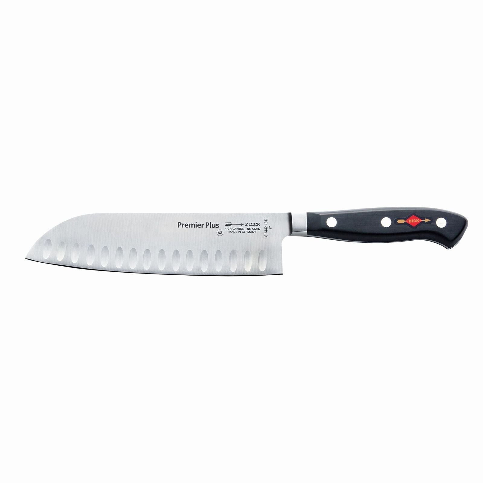 F. DICK | PREMIER PLUS - Santoku - cu muchie zimțată - Lamă: 180 mm