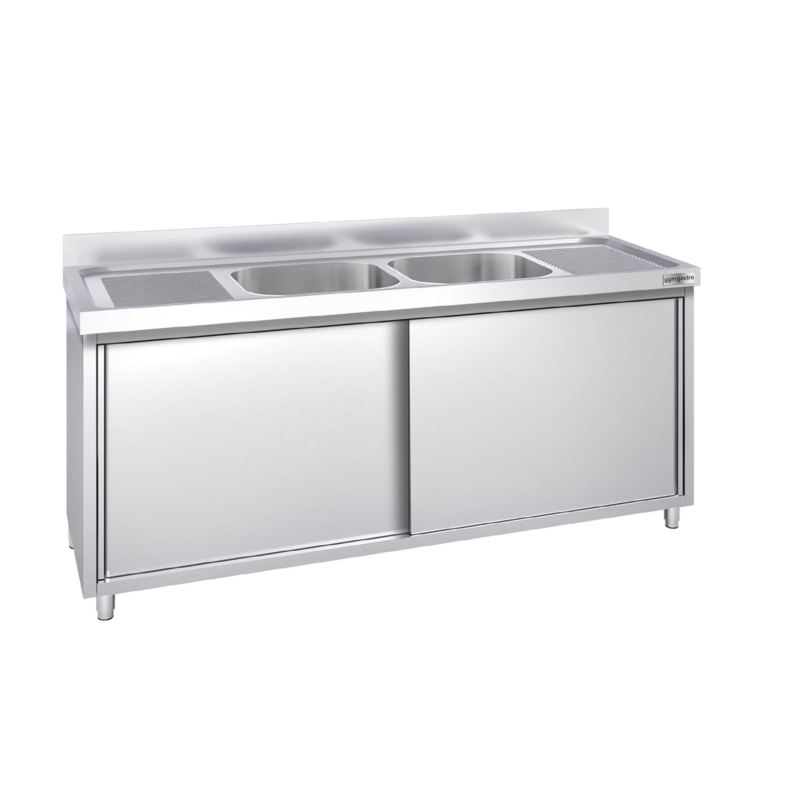 Chiuvetă tip dulap PREMIUM - din oțel inoxidabil - 1800x600 mm - cu 2 cuve centrale