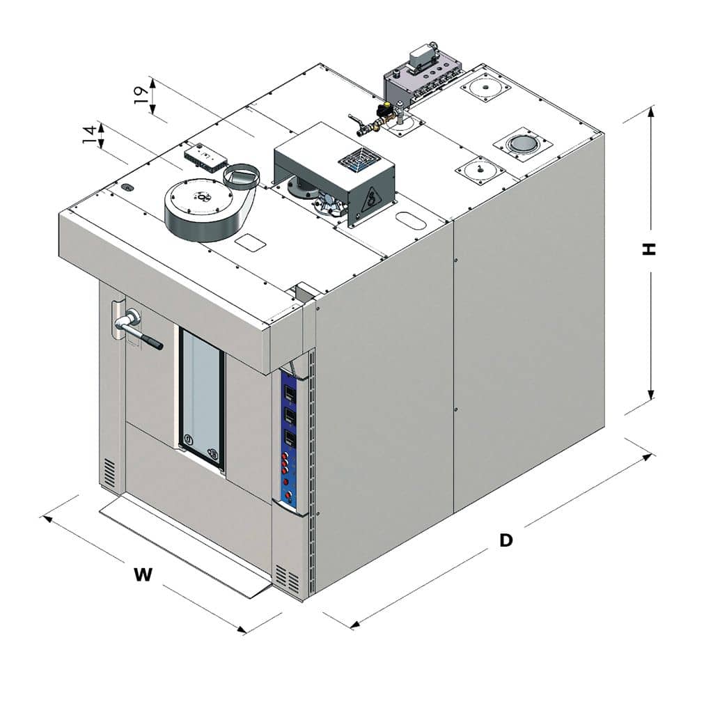 Cuptor rotativ profesional de panificație și patiserie 18 tăvi cu cărucior rotativ Macpan | 400V — 3