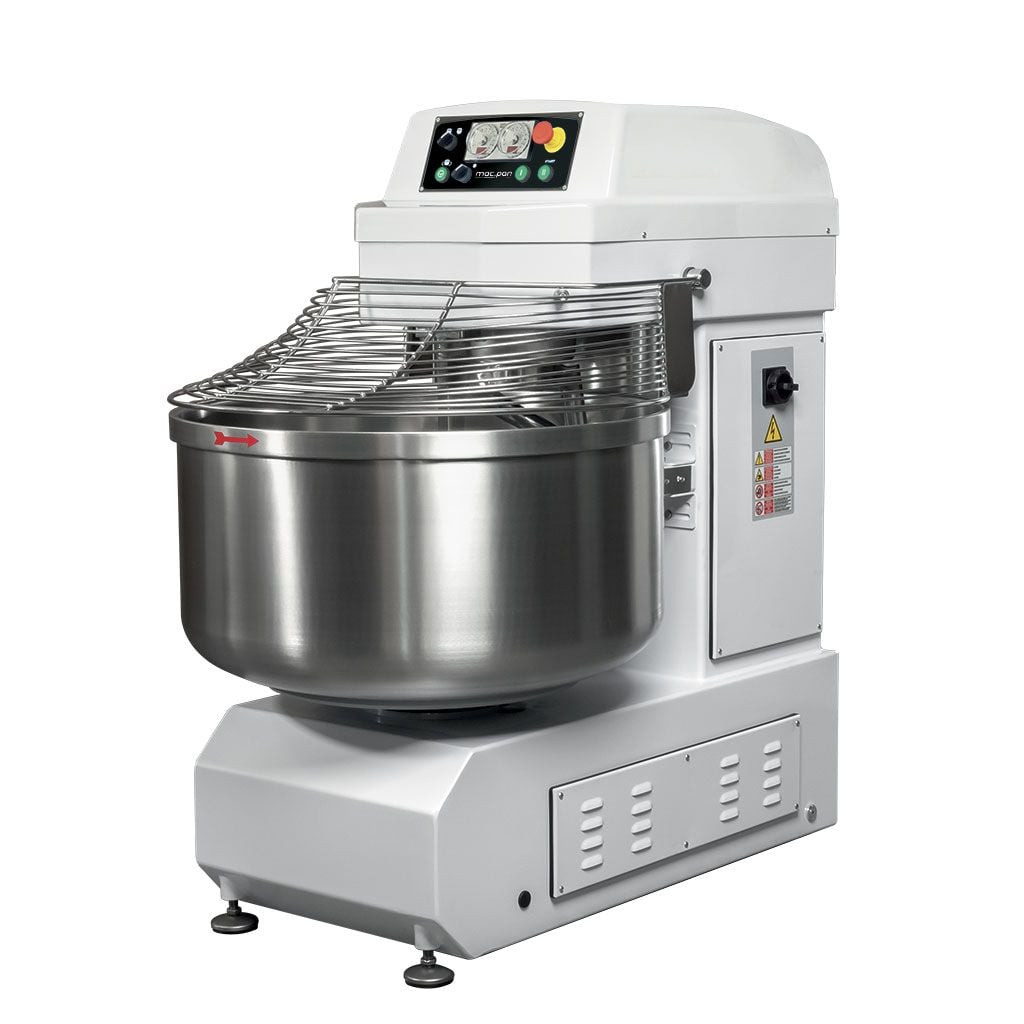 Malaxor industrial aluat cu spirală și cuvă fixă Macpan MSP100 JET/T, 157L (100 kg), 2 motoare | Dim: 75x125x135 cm, 3.0 / 5.2 kW
