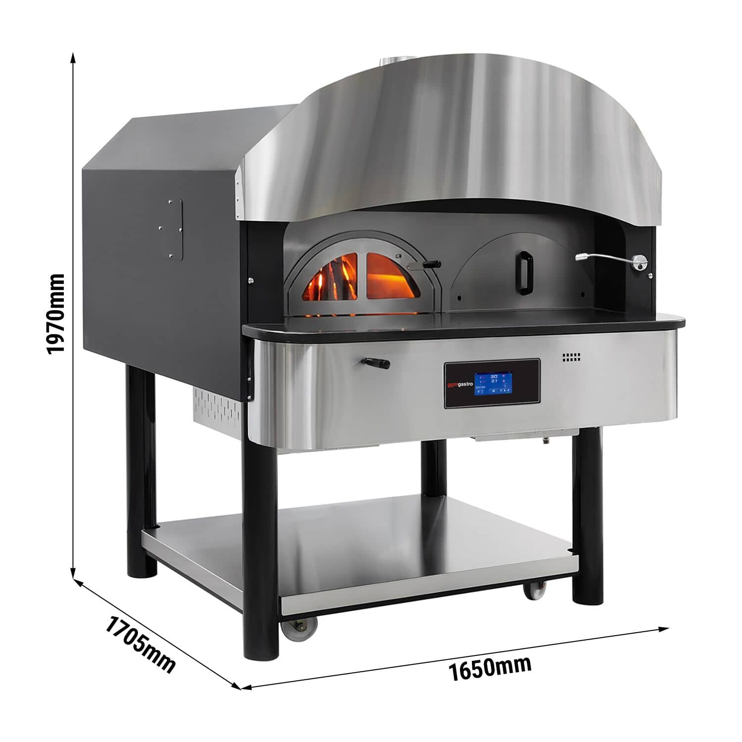 Cuptor pizza pe gaz - 1650x1705x1970 mm - 6 x Ø 30 cm - până la 400 °C - Touchscreen - 75 pizza/h - incl. rezervor pentru lemn — 3
