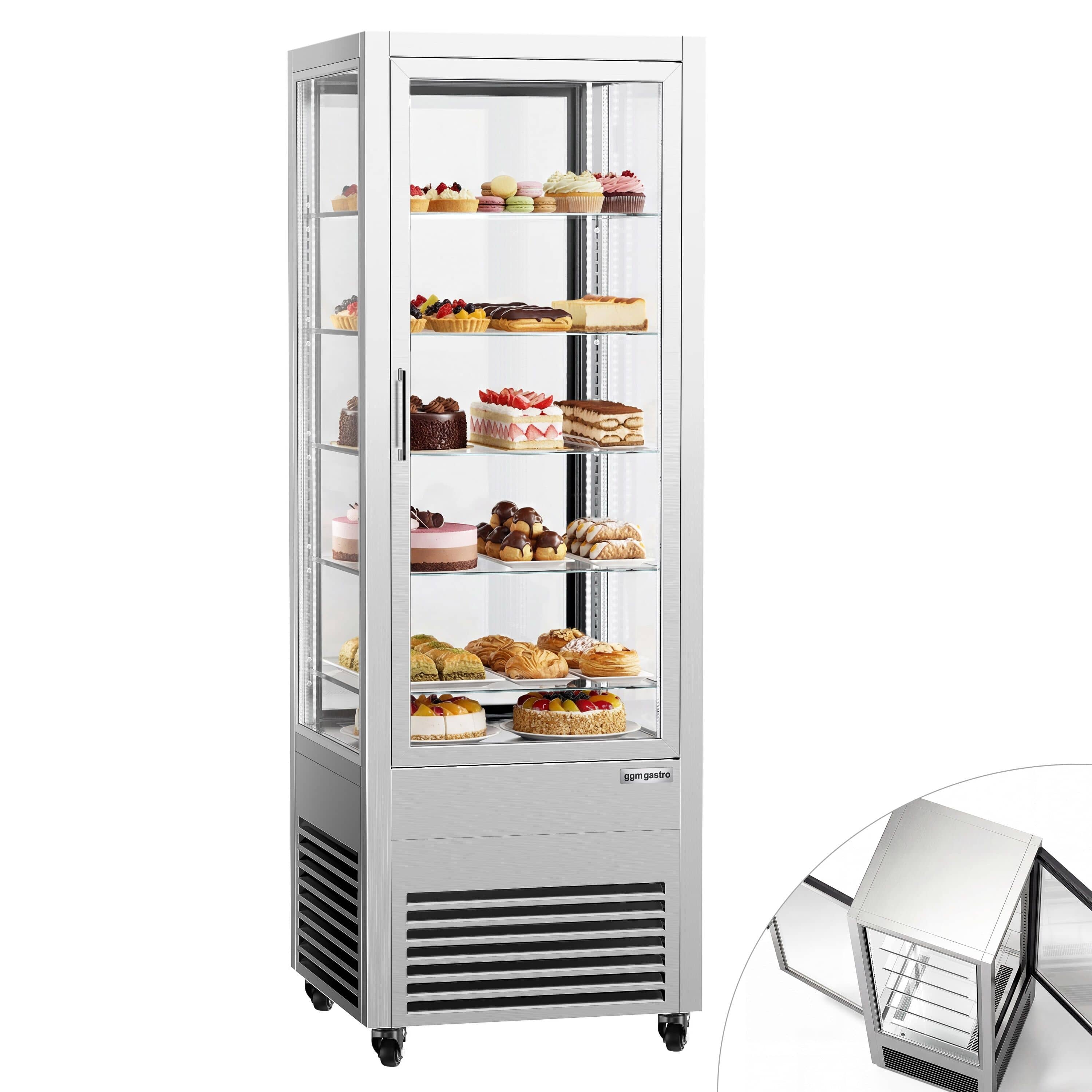 Vitrină panoramică – expunere generală verticală - 440 litri - 675 mm - 2 uși din sticlă - geam drept - cu 5 rafturi - iluminare LED — 2